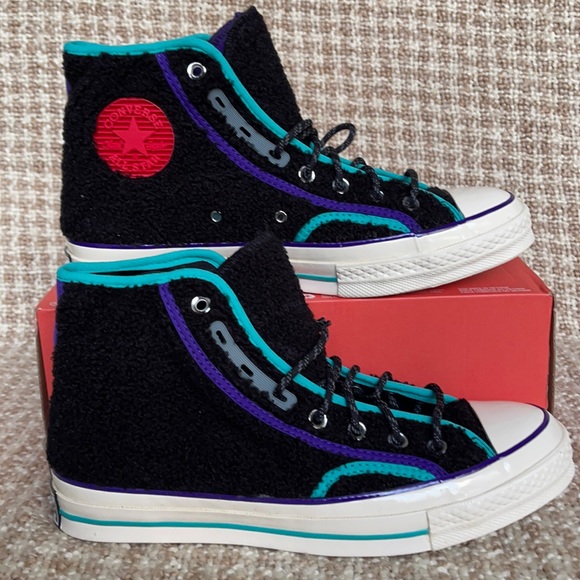 Converse Chuck 70 Hi Black/Court Purple/Egret Men’s - Picture 2 of 16